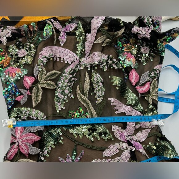 🆕 BRONX & BANCO 🧿 NWOT Zinnia Side-Split Sequin & Embroidered Gown, Sz XS US 2 - Picture 15 of 16
